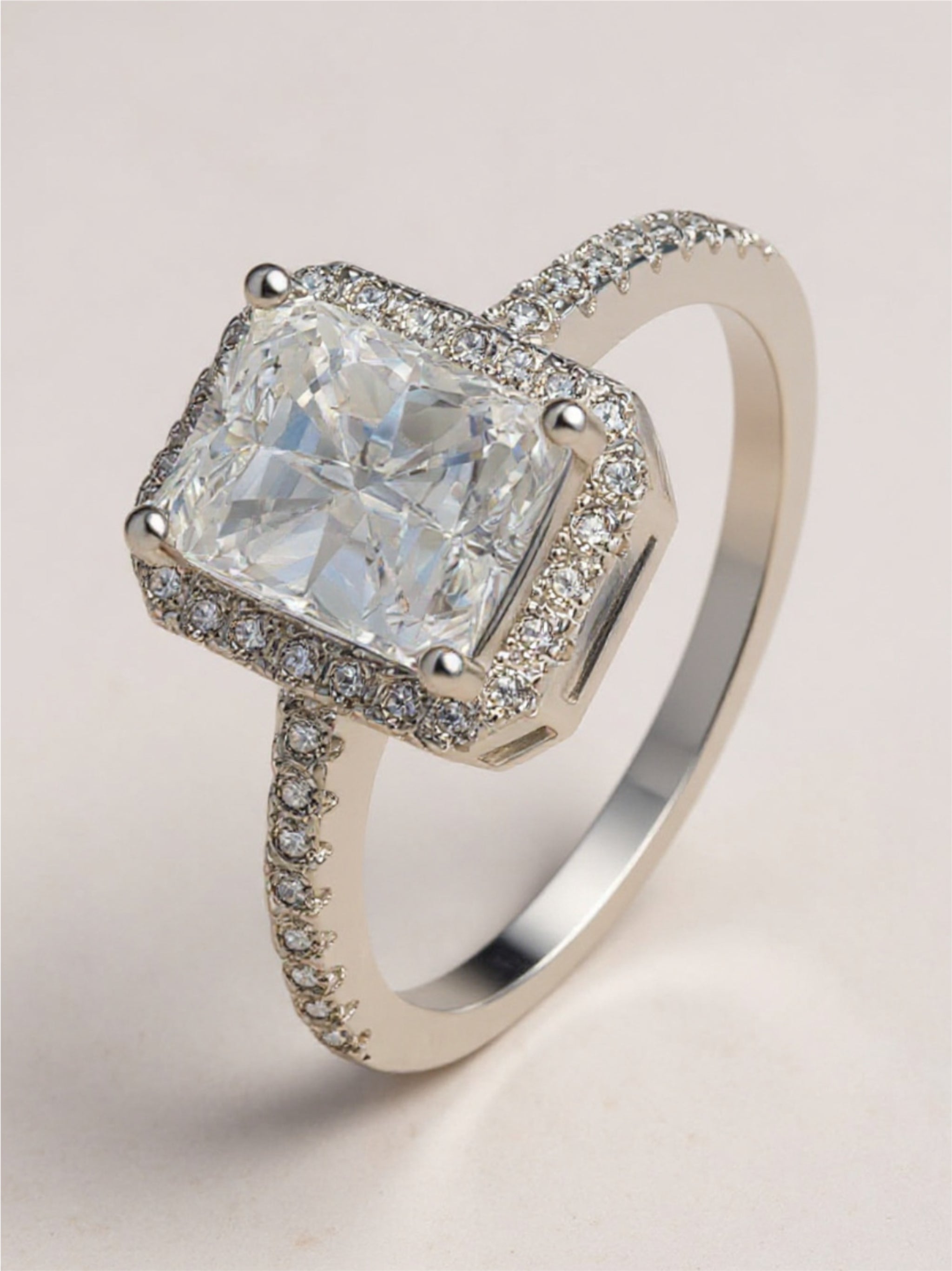2 Carat Moissanite 925 Sterling Silver Halo Ring