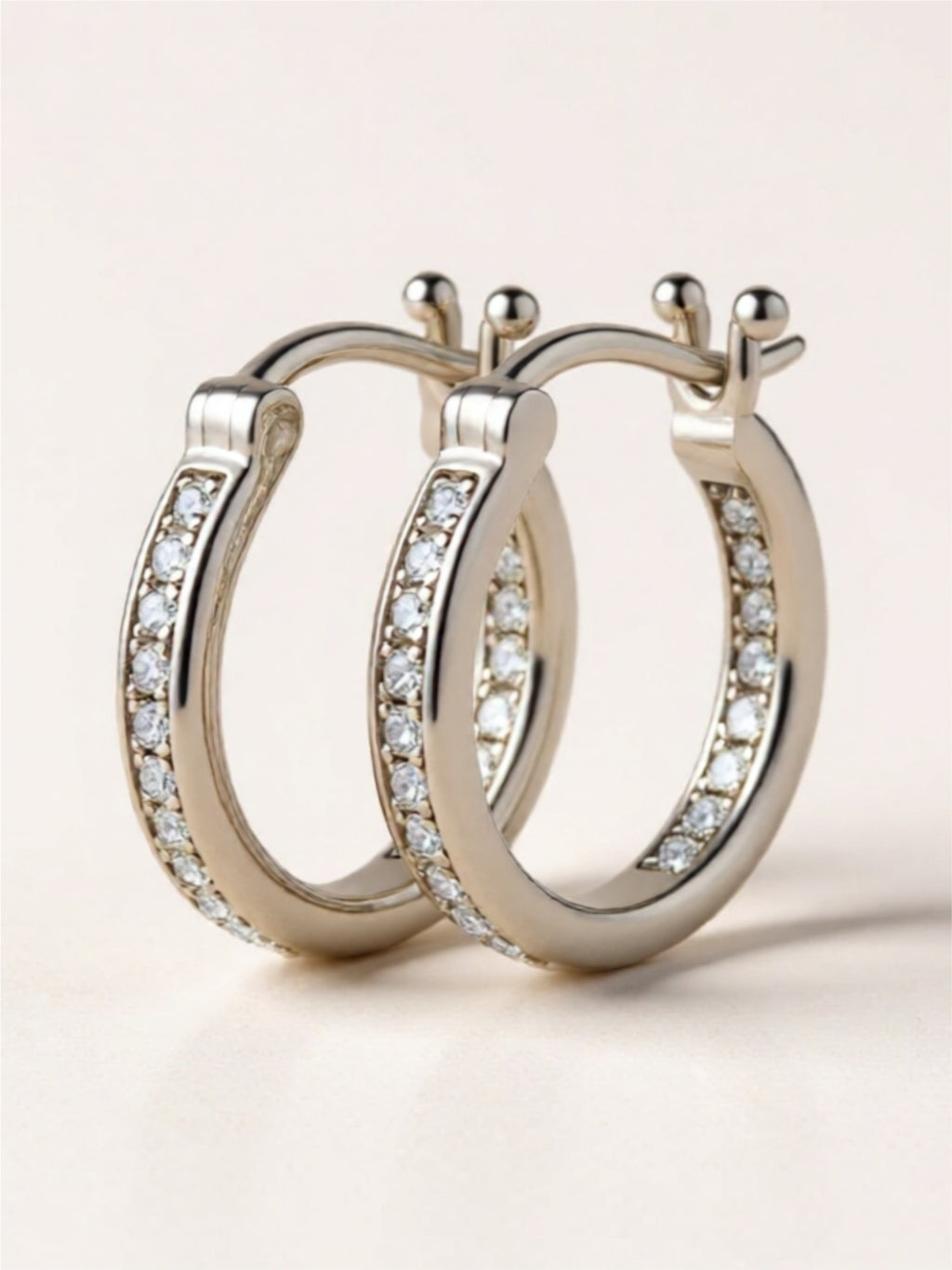 inimalist Moissanite Hoop Earrings in Platinum, Gold & Rose Gold Sterling Silver