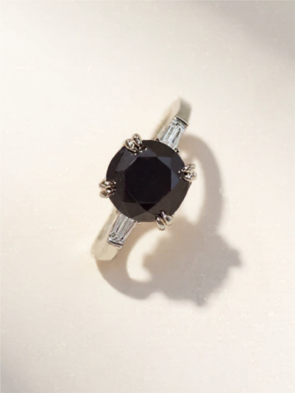 2 Carat Black Moissanite 925 Sterling Silver Ring