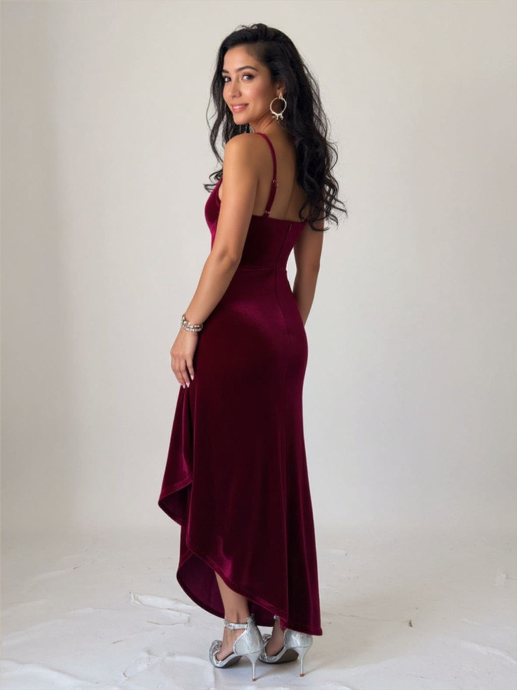 Wine Red Velvet Dress