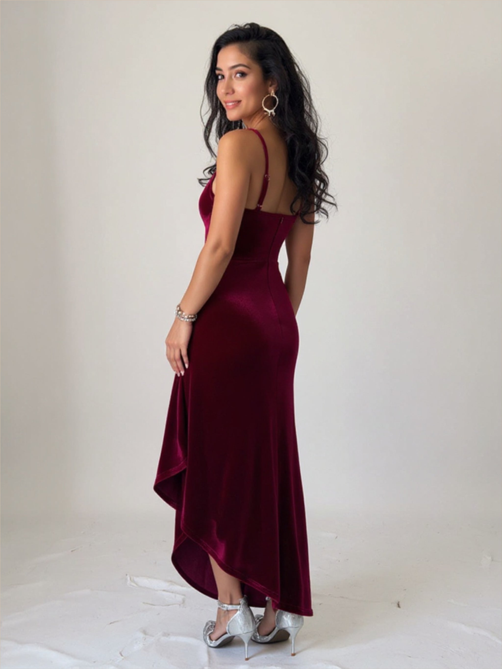 Wine Red Velvet Dress