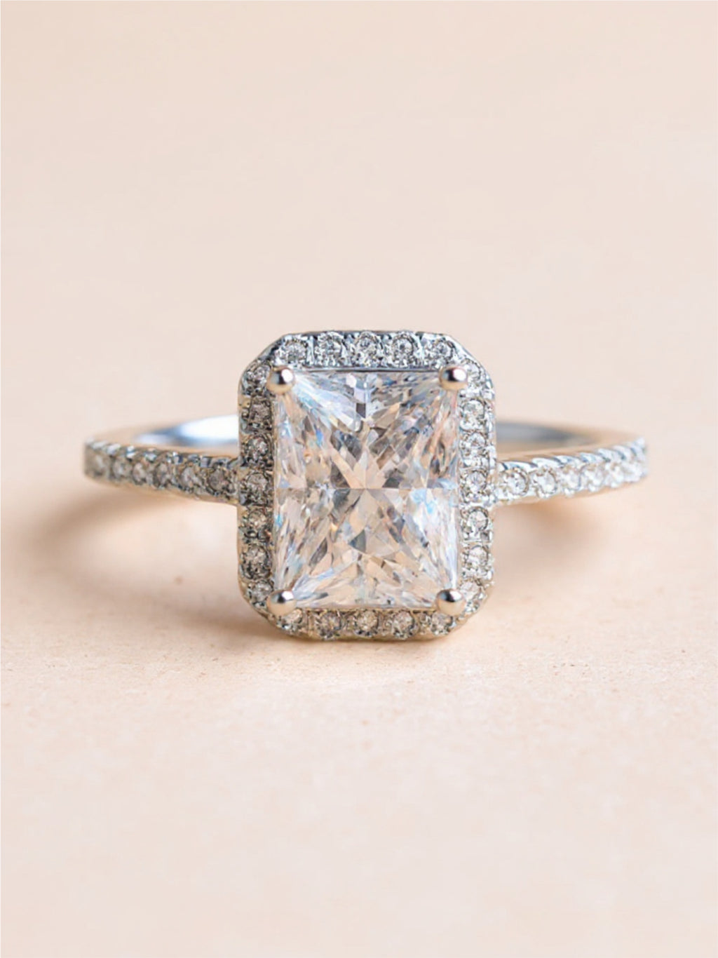2 Carat Moissanite 925 Sterling Silver Halo Ring