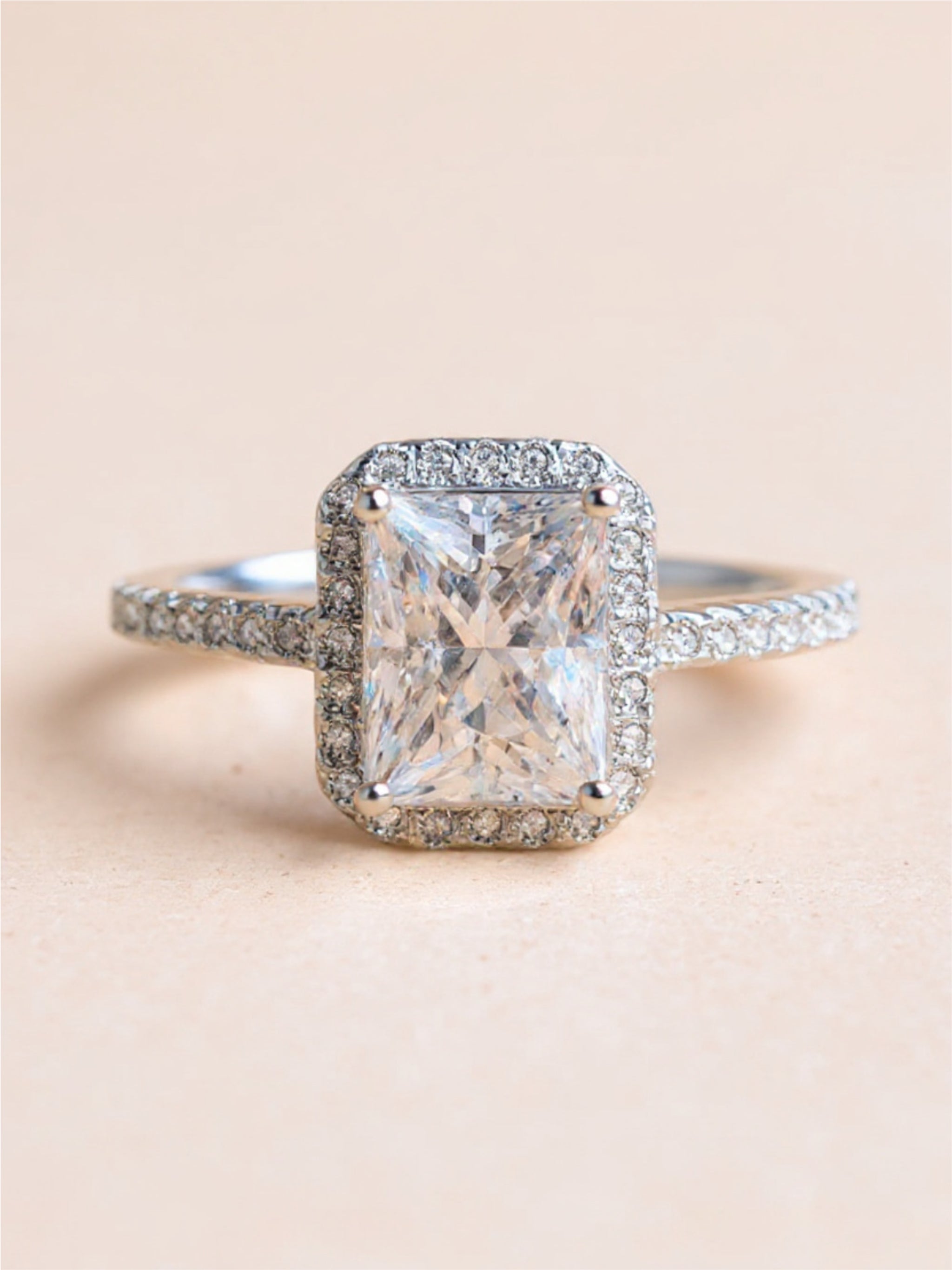 2 Carat Moissanite 925 Sterling Silver Halo Ring