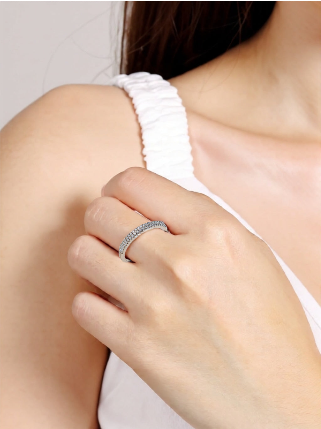 Moissanite 925 Sterling Silver Half-Eternity Ring