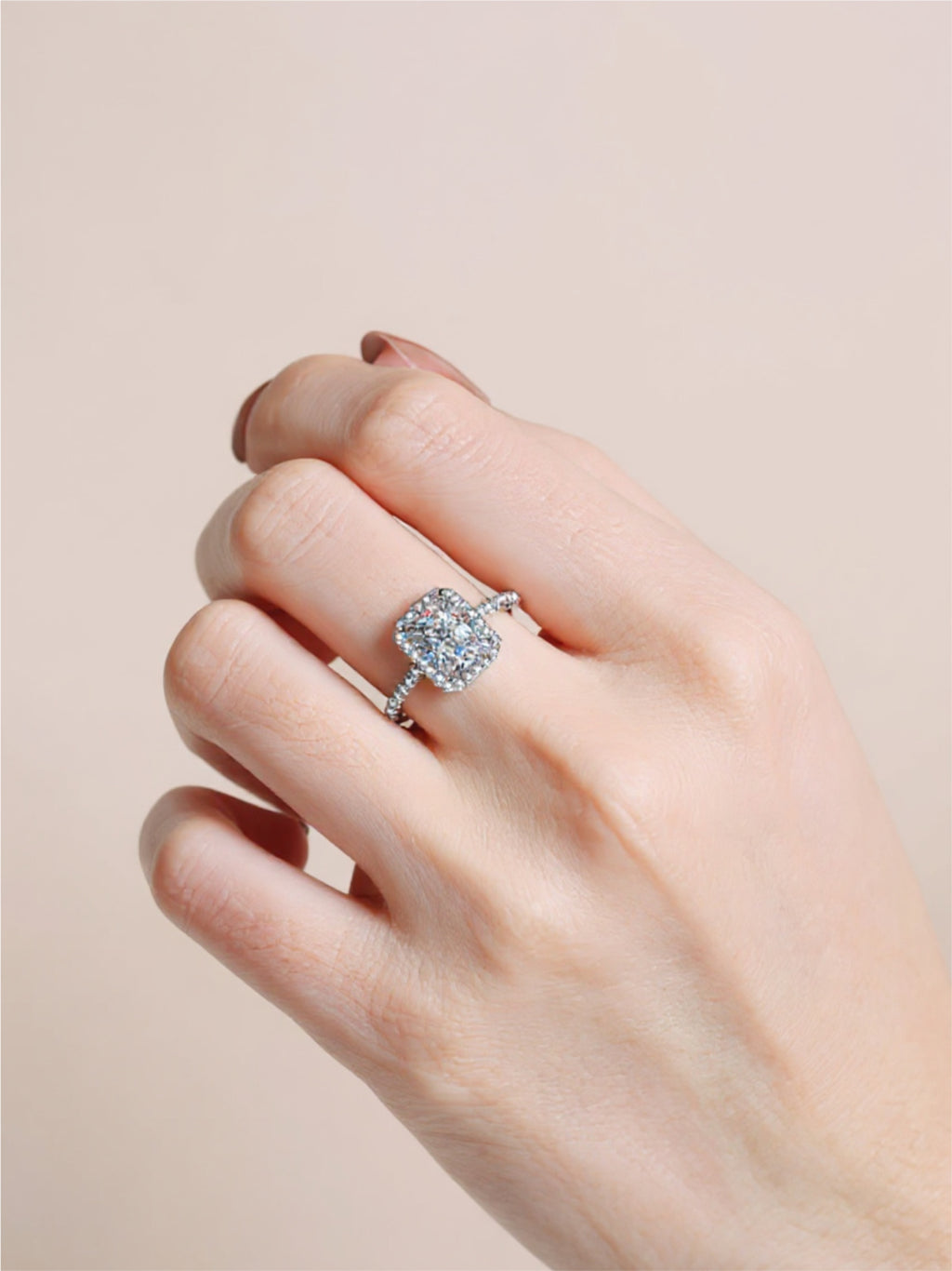 2 Carat Moissanite 925 Sterling Silver Halo Ring
