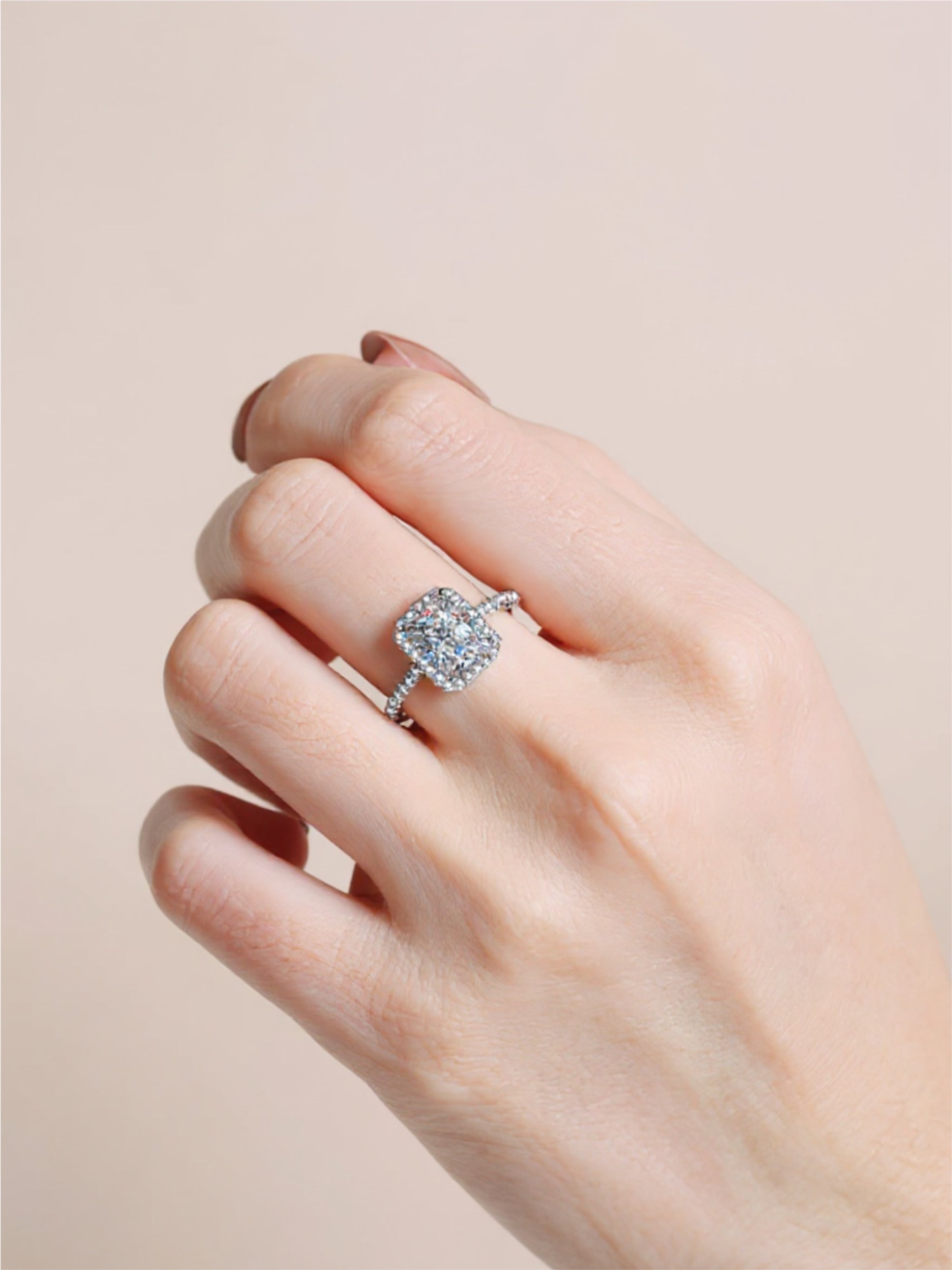 2 Carat Moissanite 925 Sterling Silver Halo Ring