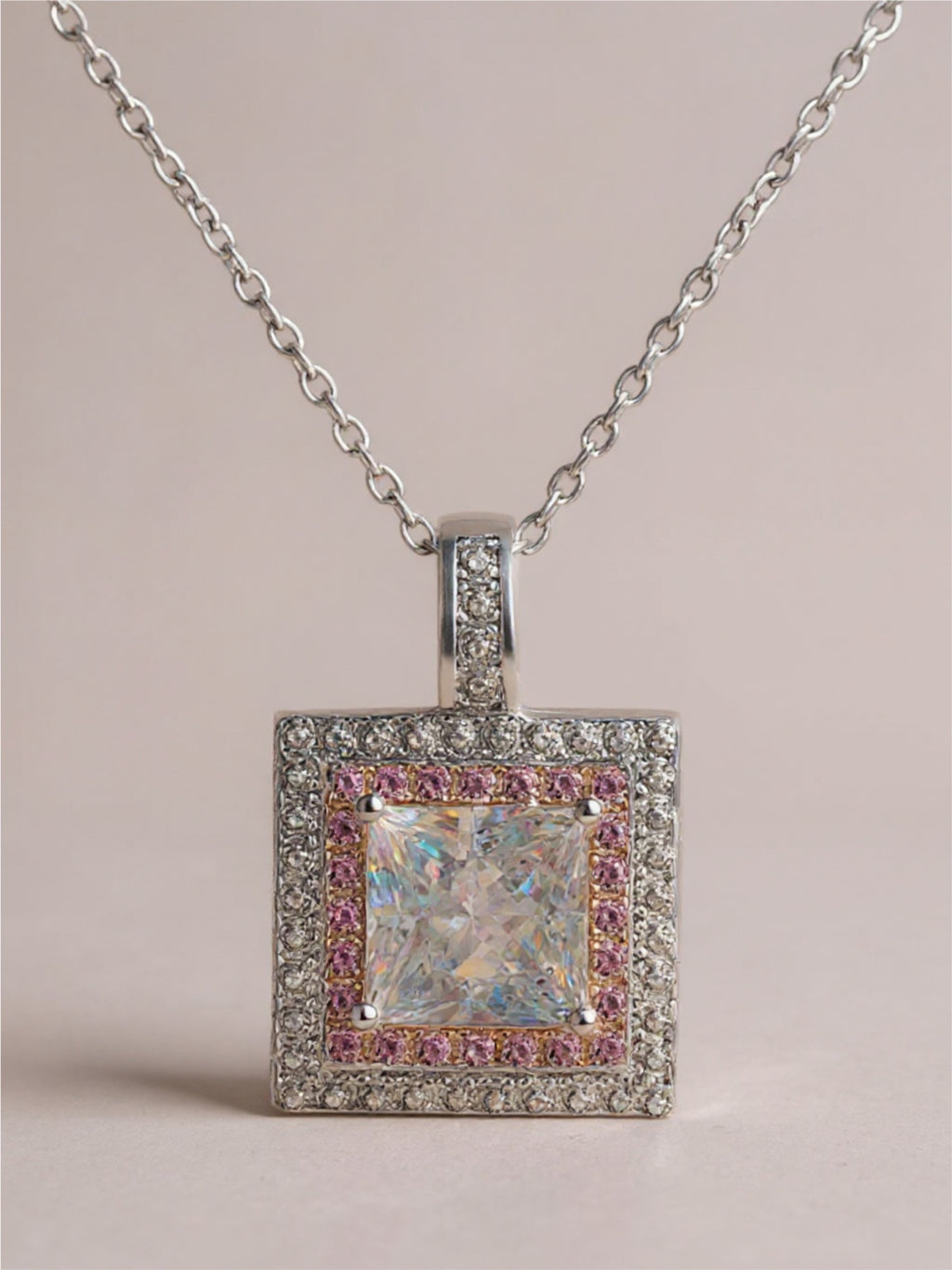 1 Carat Moissanite Square Pendant Necklace