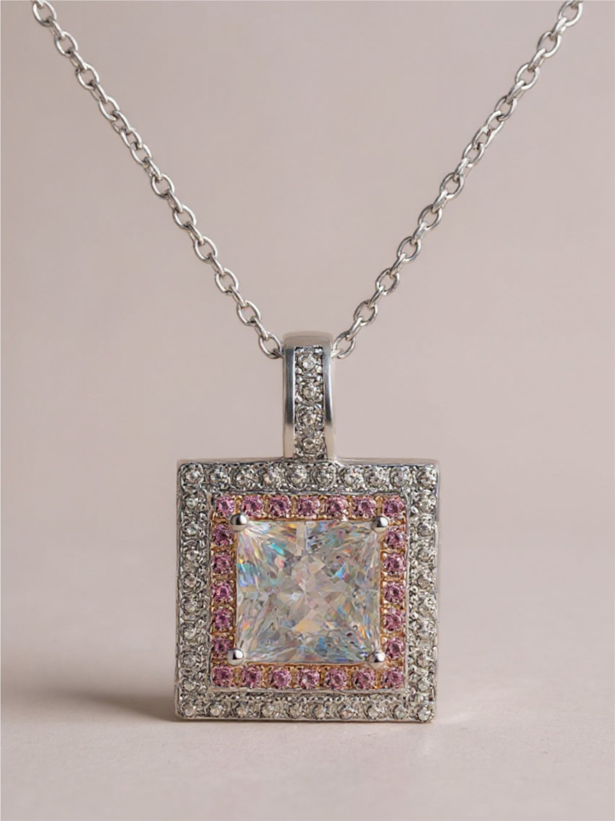 1 Carat Moissanite Square Pendant Necklace