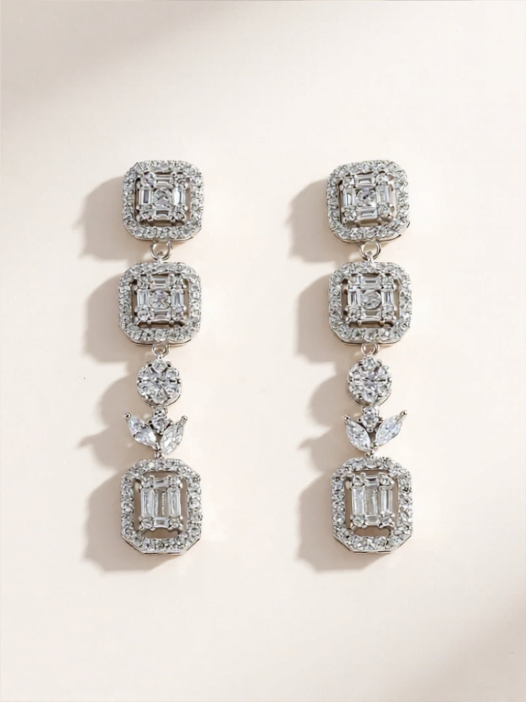 925 Sterling Silver CZ Dangle Earrings