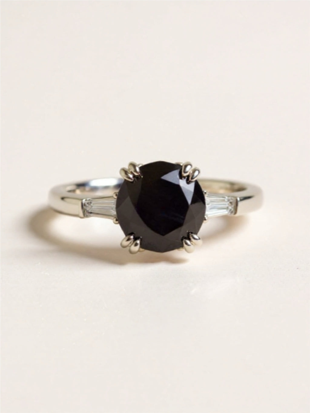 2 Carat Black Moissanite 925 Sterling Silver Ring