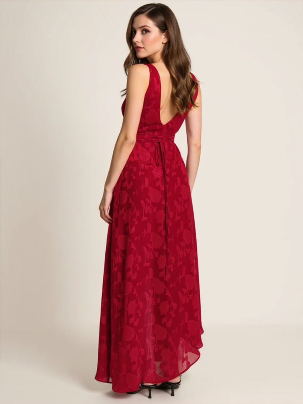 Red Lace Asymmetrical Dress