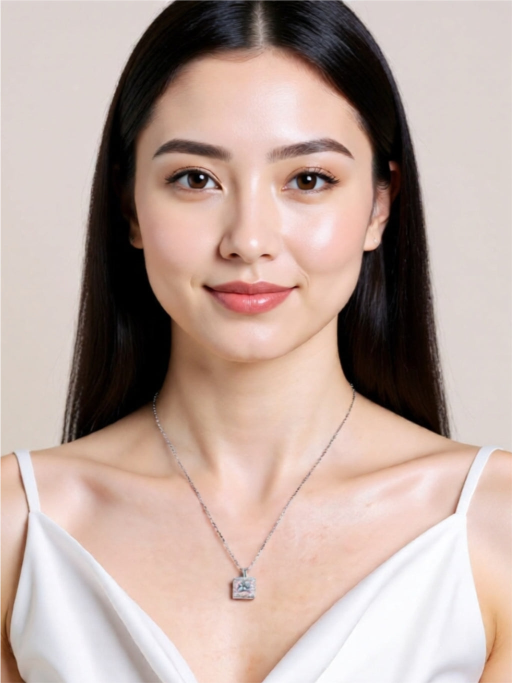 1 Carat Moissanite Square Pendant Necklace