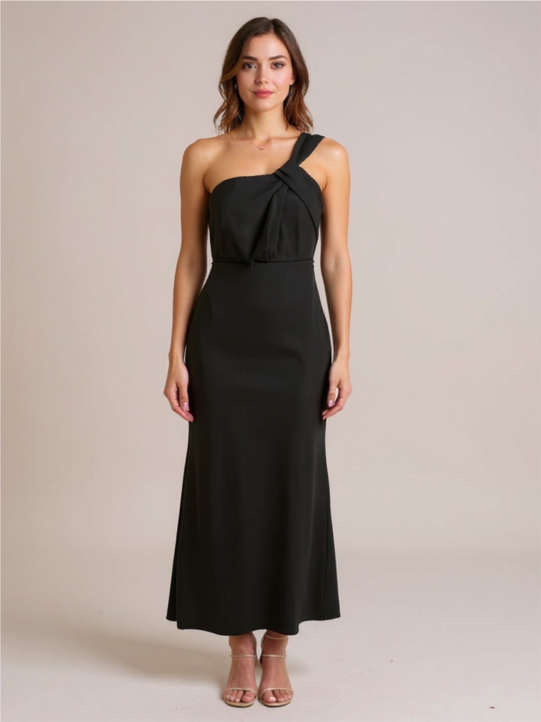 Black One Shoulder Maxi Dress