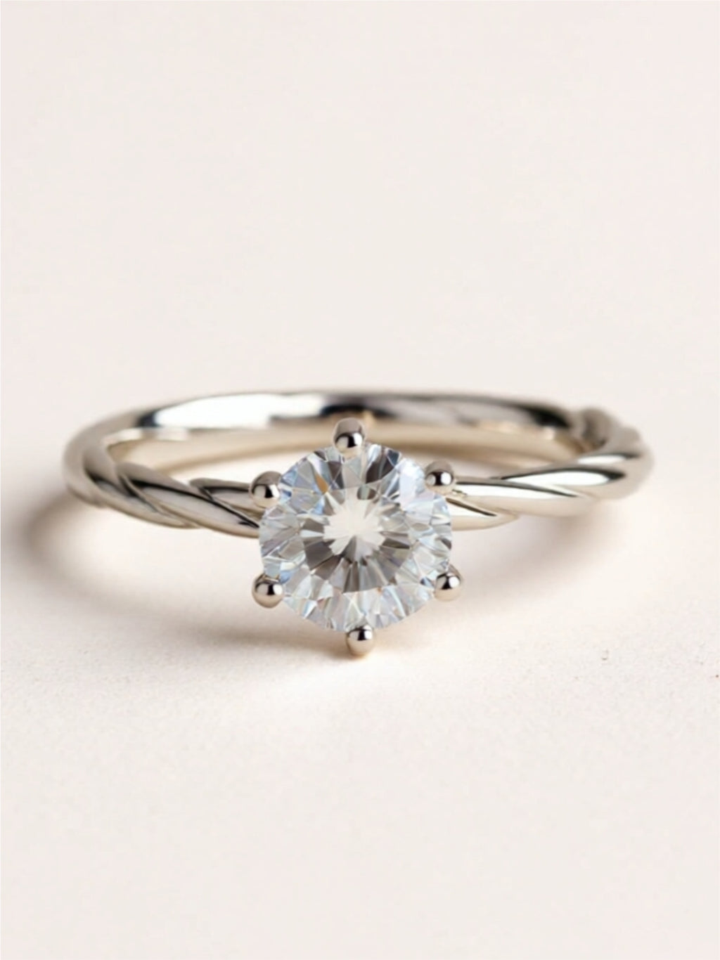 1 Carat Moissanite Twisted 925 Sterling Silver Ring