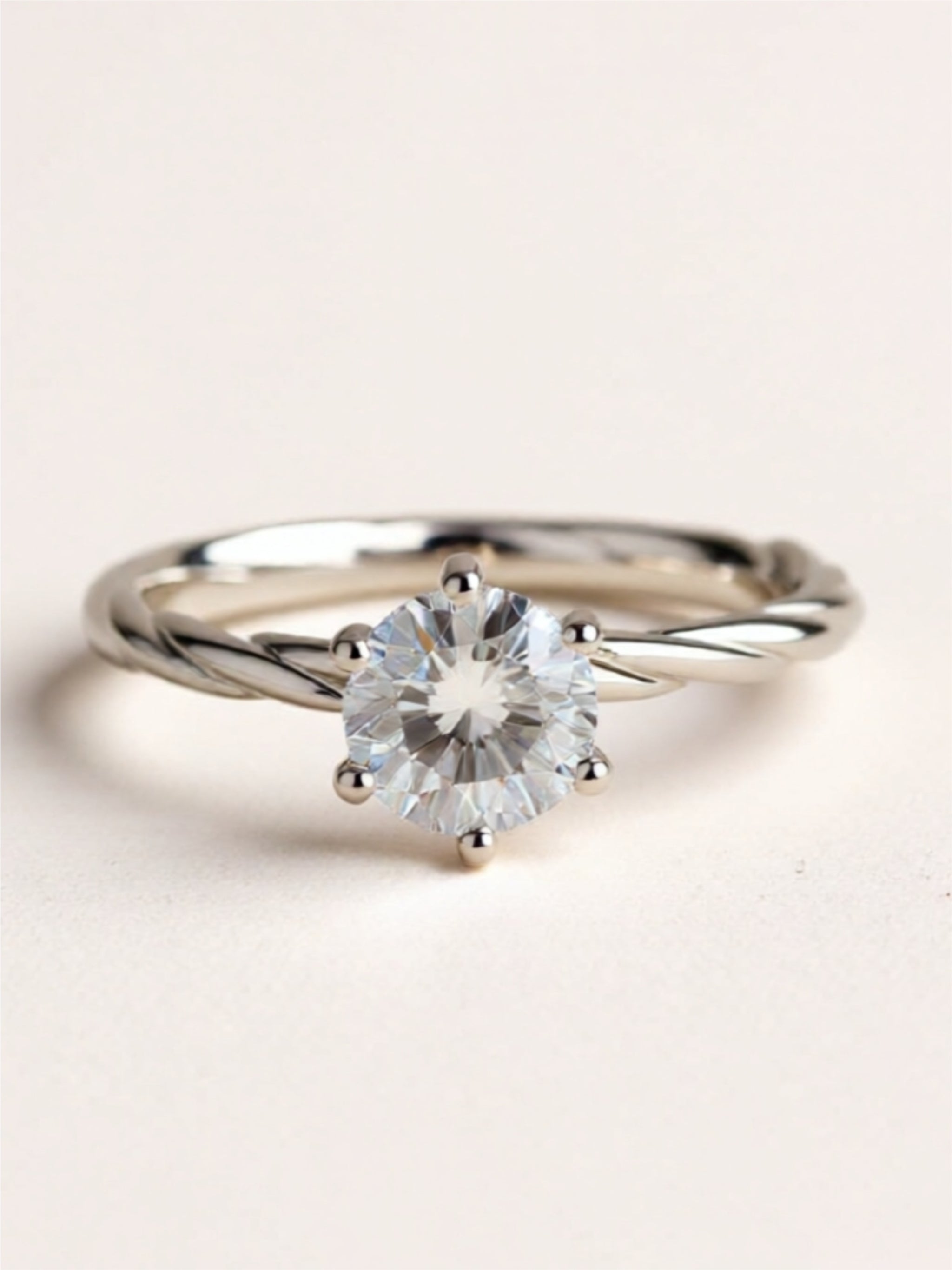 1 Carat Moissanite Twisted 925 Sterling Silver Ring