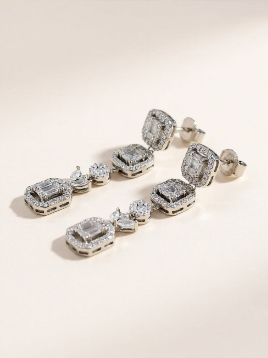 925 Sterling Silver CZ Dangle Earrings