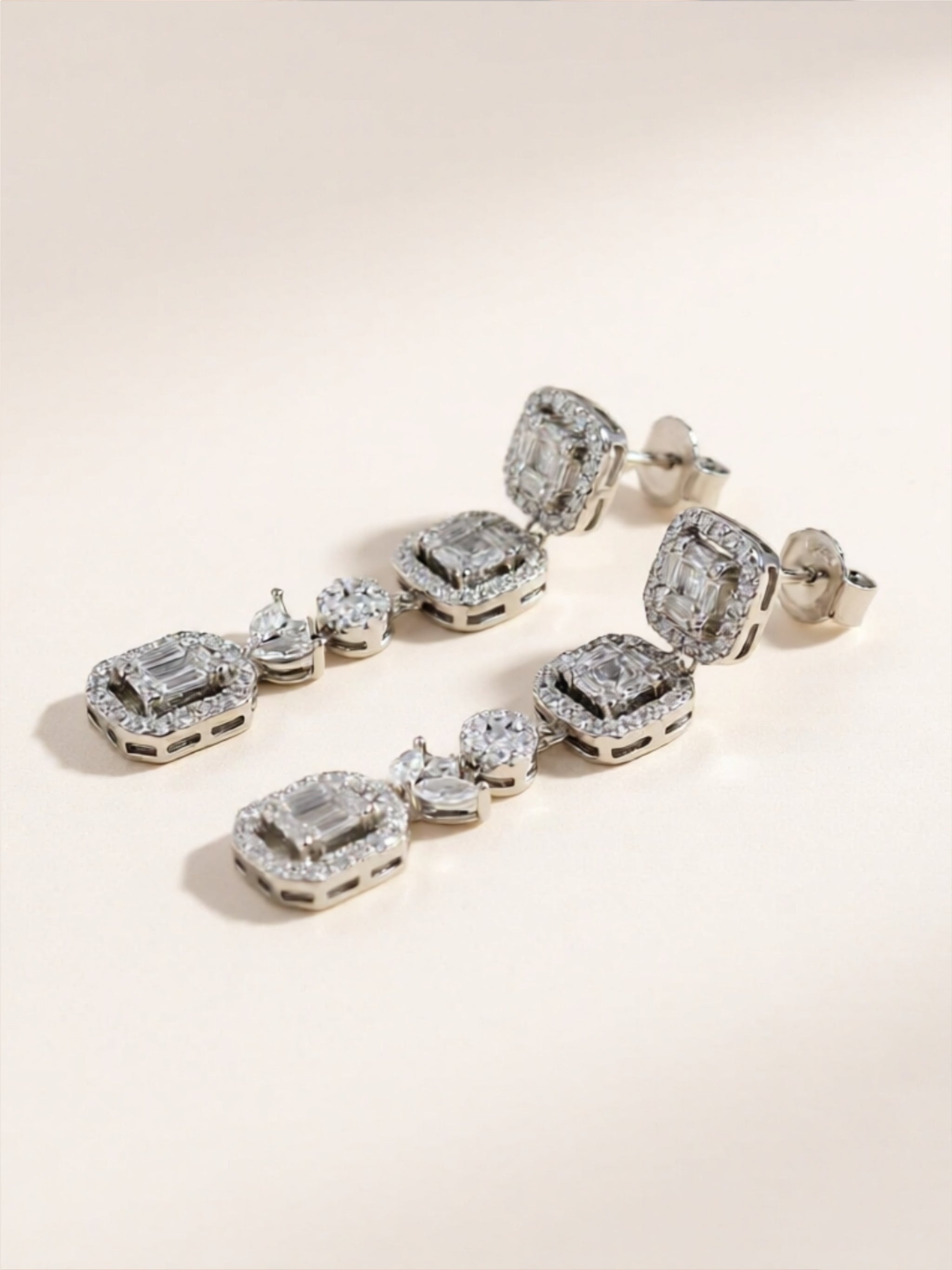 925 Sterling Silver CZ Dangle Earrings