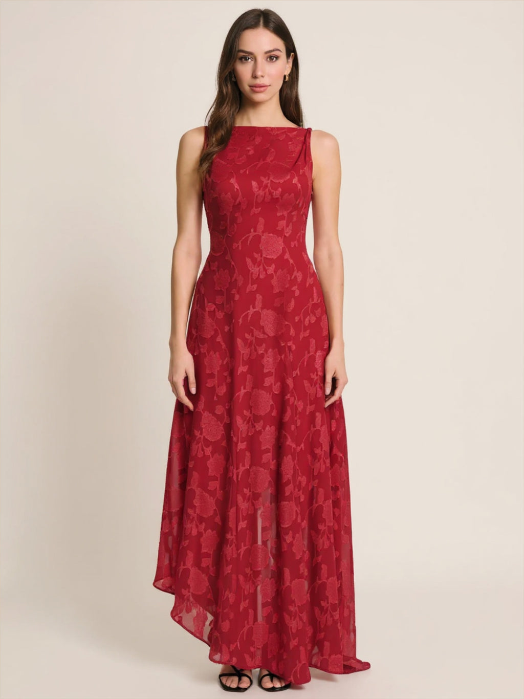 Red Lace Asymmetrical Dress