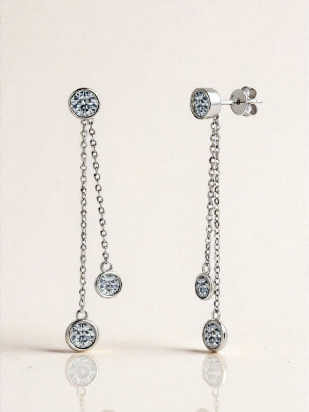 Elegant Moissanite Drop Earrings in Platinum & Gold-Plated Sterling Silver – 2.6 Carat Total Weight