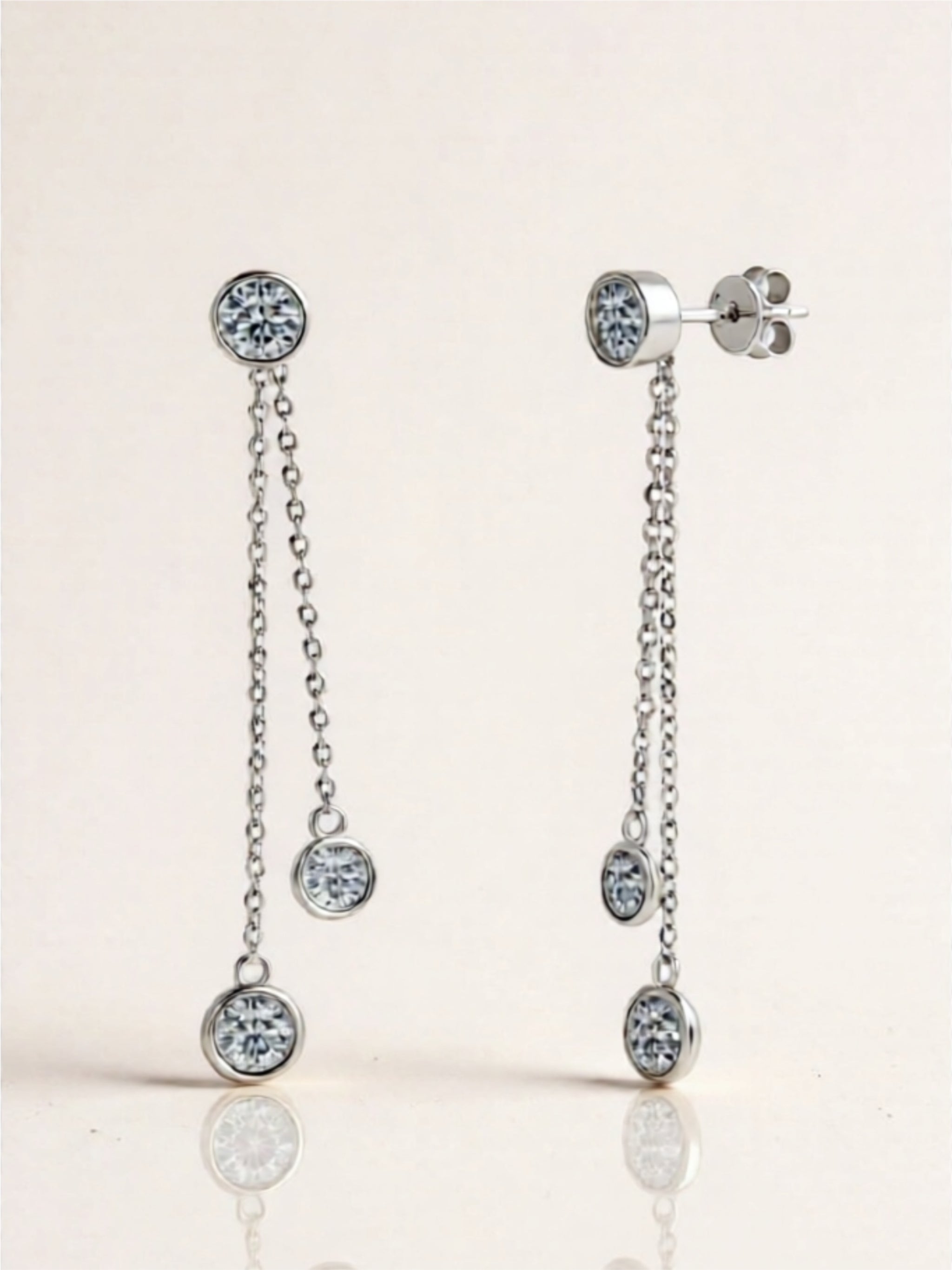 Elegant Moissanite Drop Earrings in Platinum & Gold-Plated Sterling Silver – 2.6 Carat Total Weight