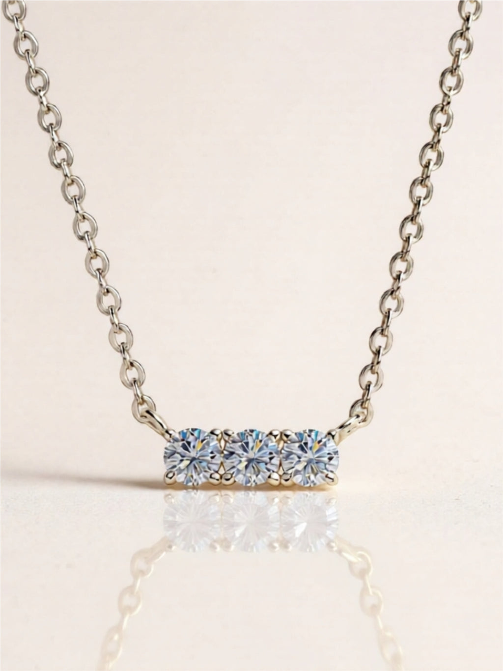 925 Sterling Silver Inlaid Moissanite Bar Necklace