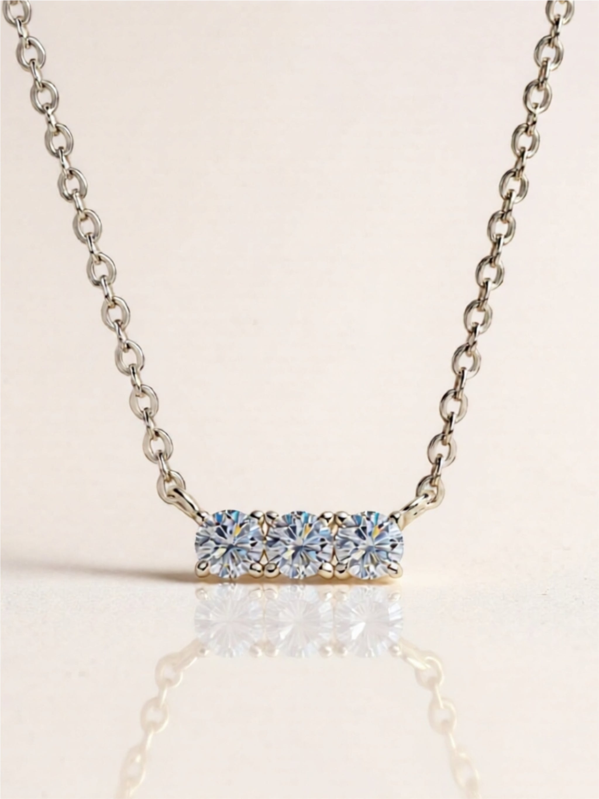 925 Sterling Silver Inlaid Moissanite Bar Necklace
