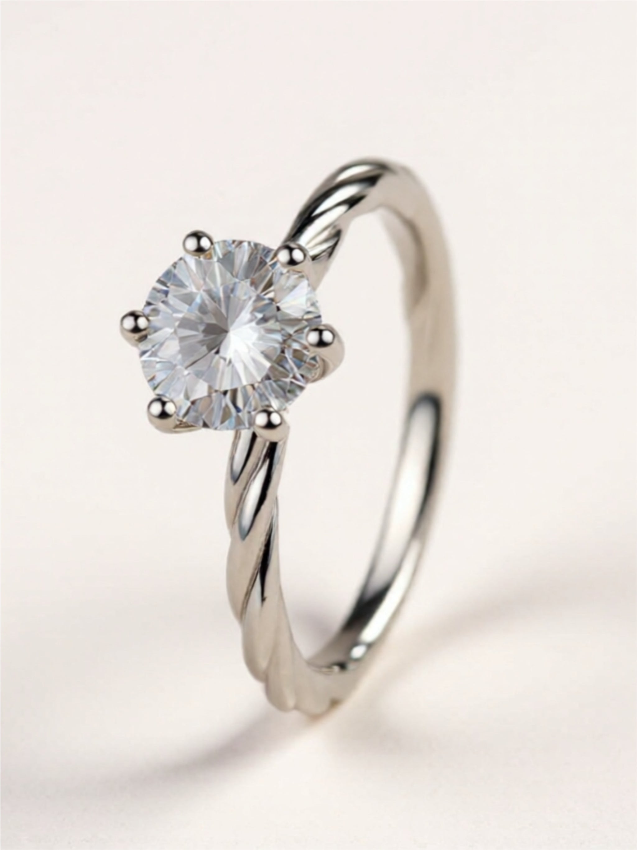 1 Carat Moissanite Twisted 925 Sterling Silver Ring