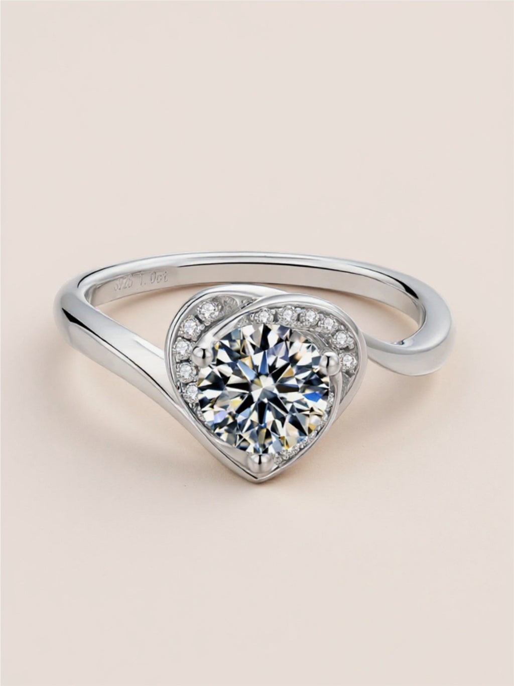 1 Carat Moissanite 925 Sterling Silver Heart Ring