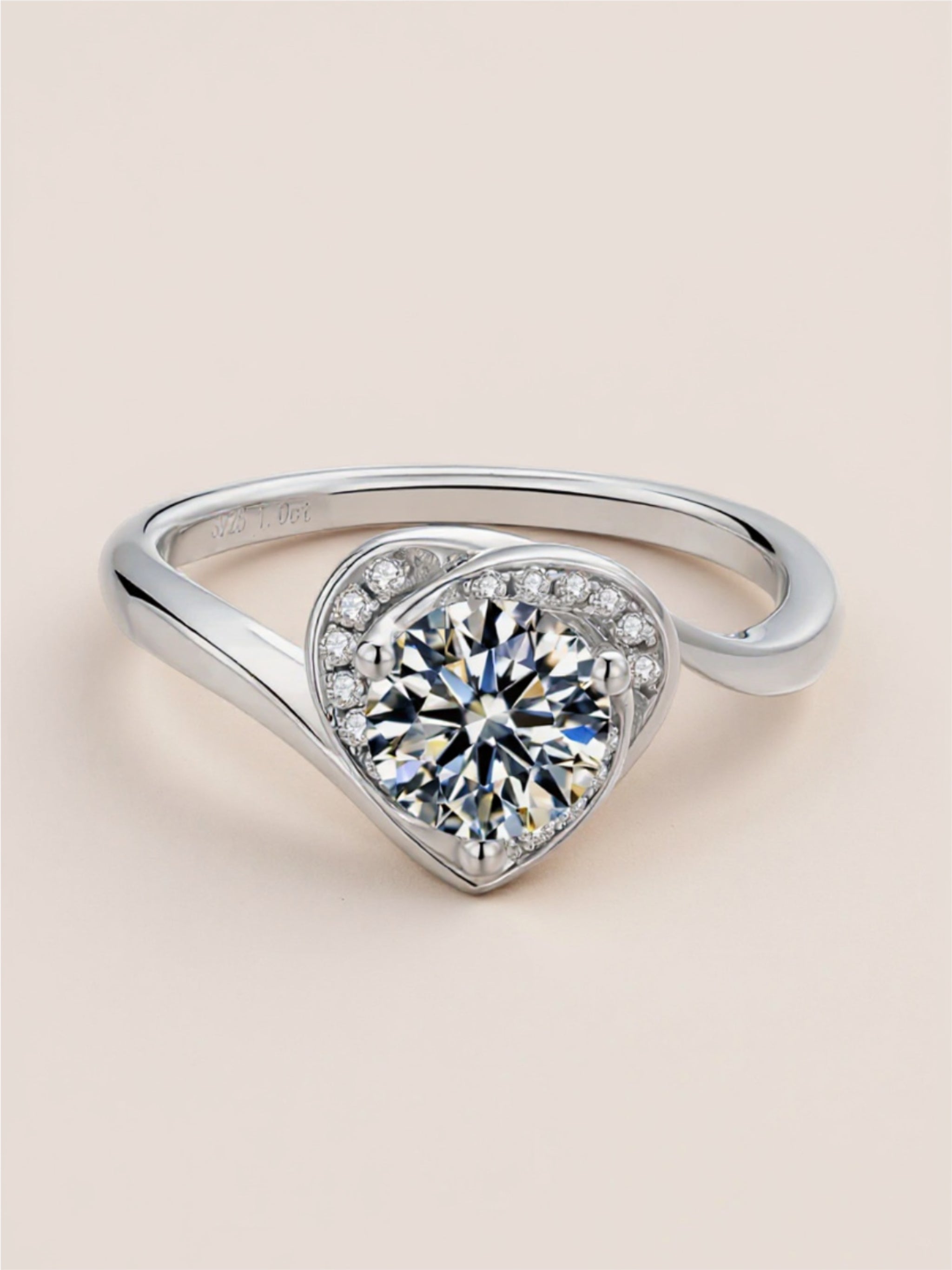1 Carat Moissanite 925 Sterling Silver Heart Ring