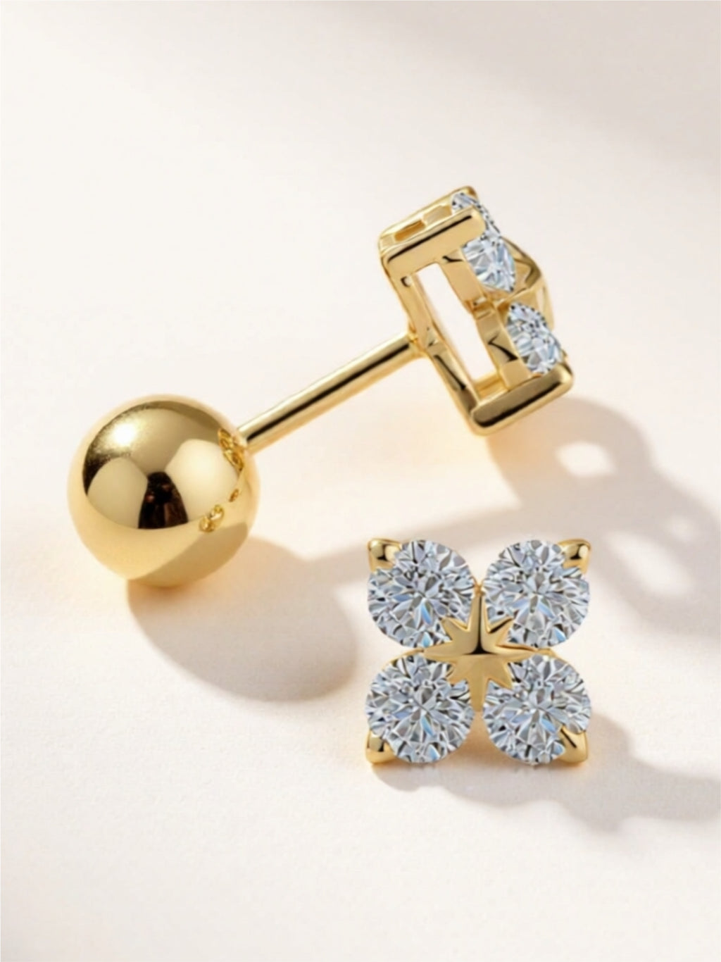 Moissanite 925 Sterling Silver Four-Leaf Clover Earrings