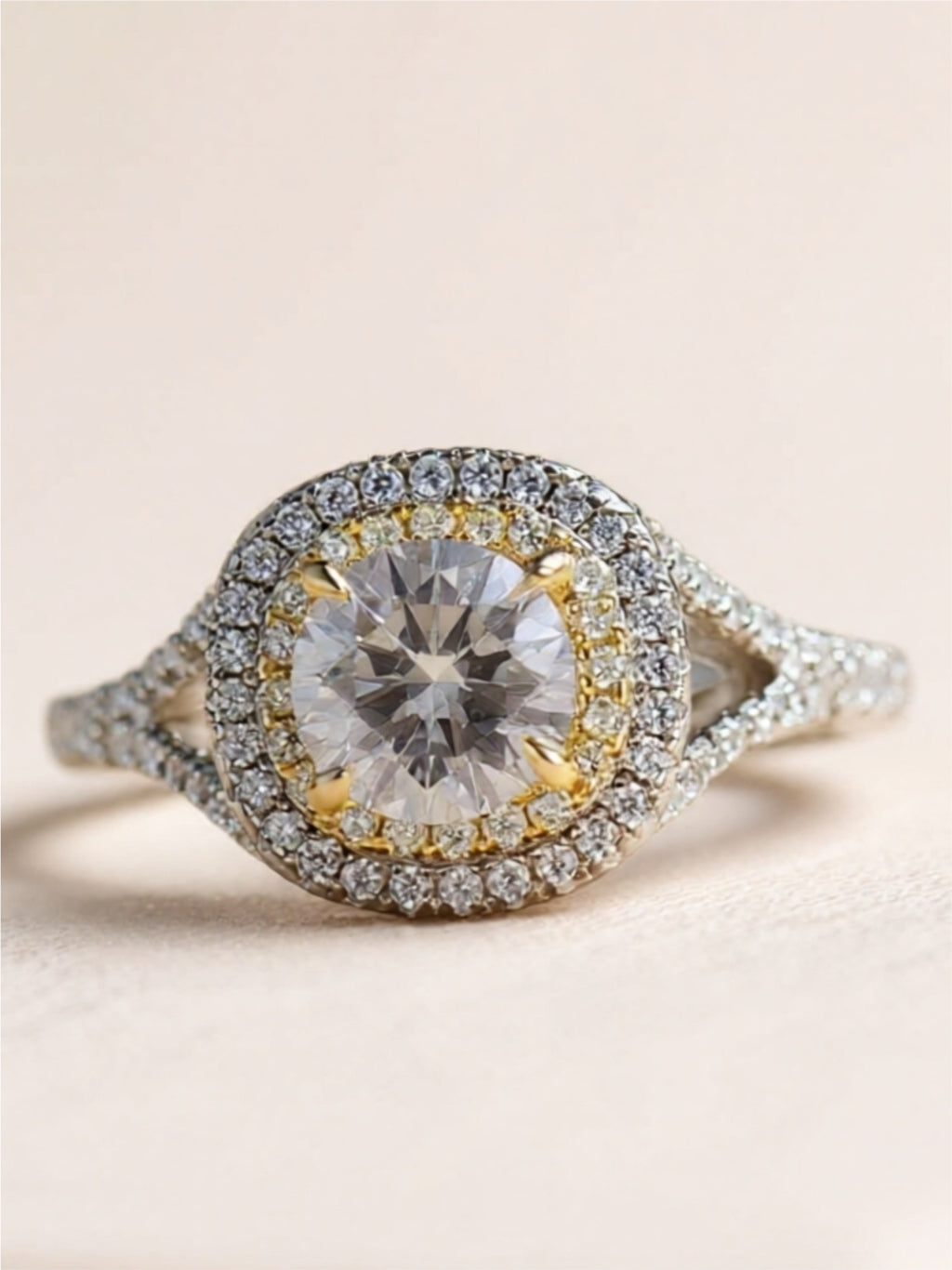 Two-Tone 925 Sterling Silver 1 Carat Moissanite Ring