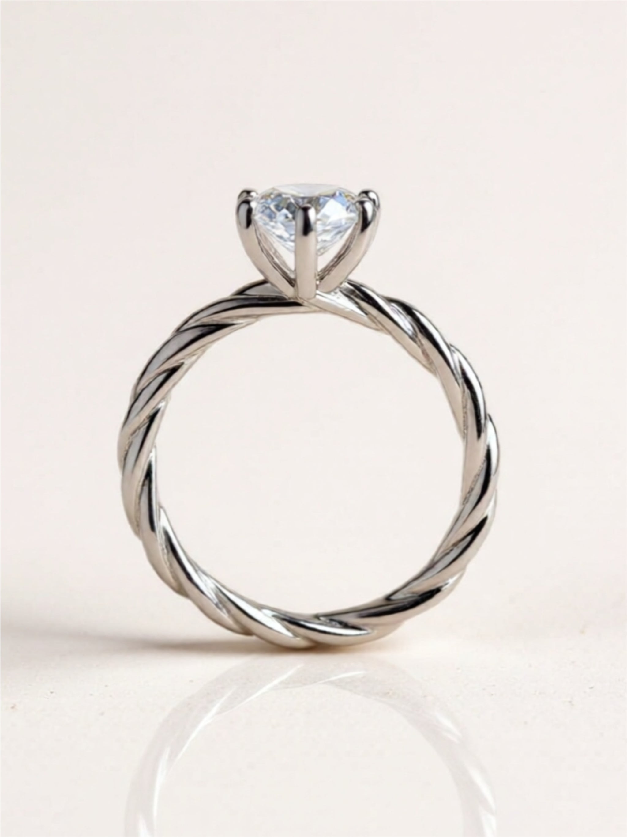 1 Carat Moissanite Twisted 925 Sterling Silver Ring