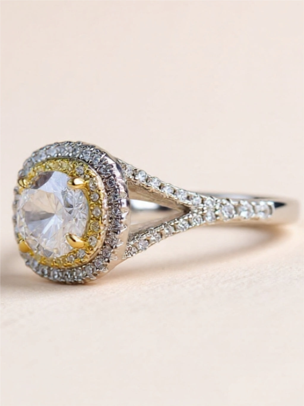 Two-Tone 925 Sterling Silver 1 Carat Moissanite Ring