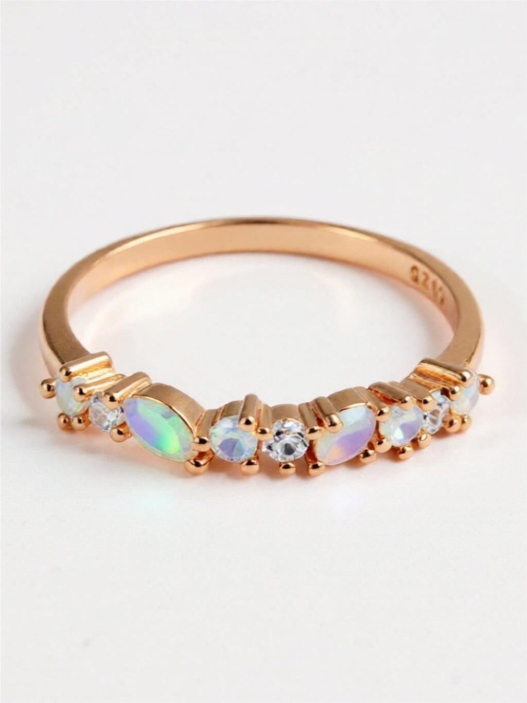 Moonstone and CZ Rose Gold Vermeil Ring