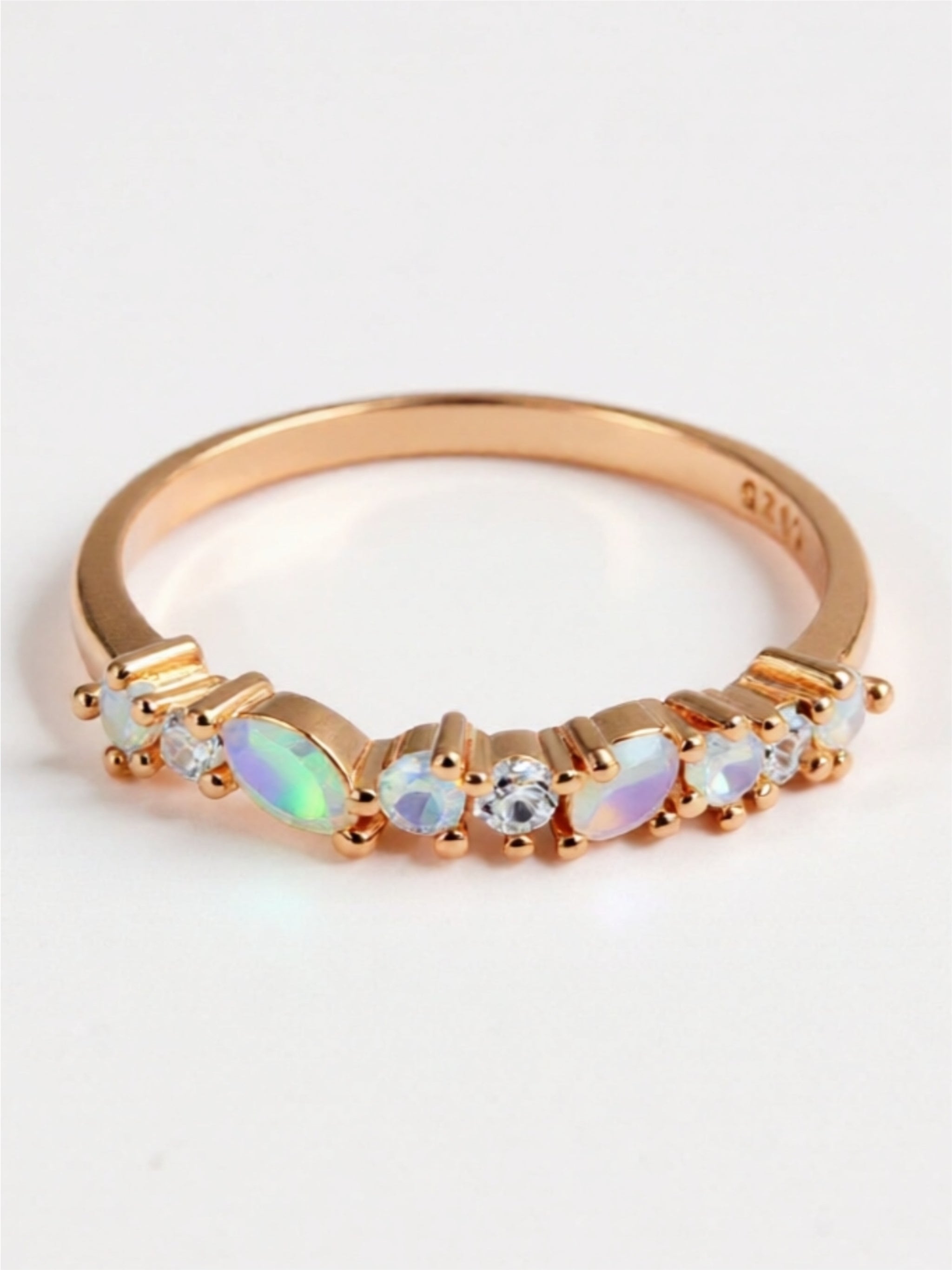 Moonstone and CZ Rose Gold Vermeil Ring