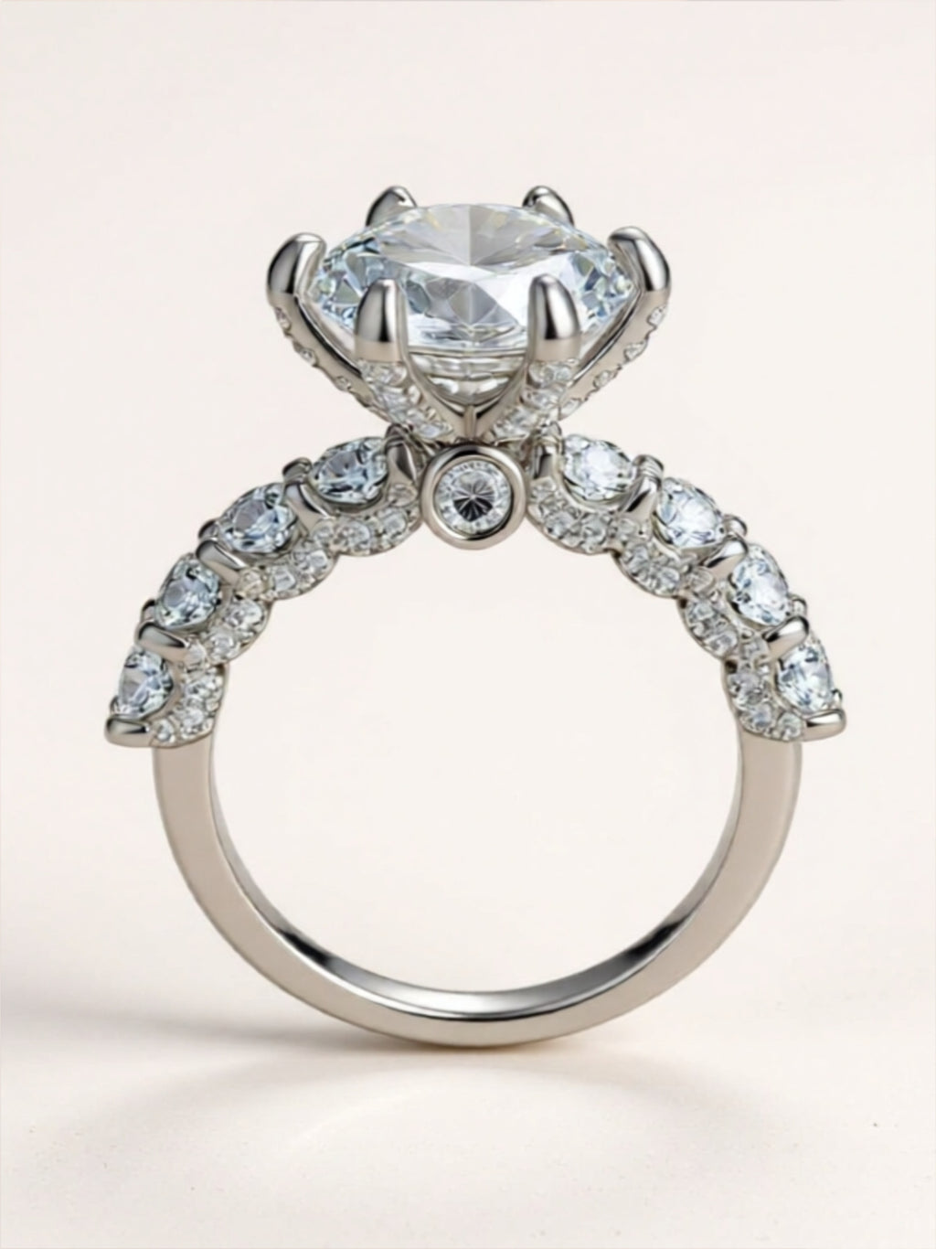 5 Carat Moissanite Side Stone 925 Sterling Silver Ring