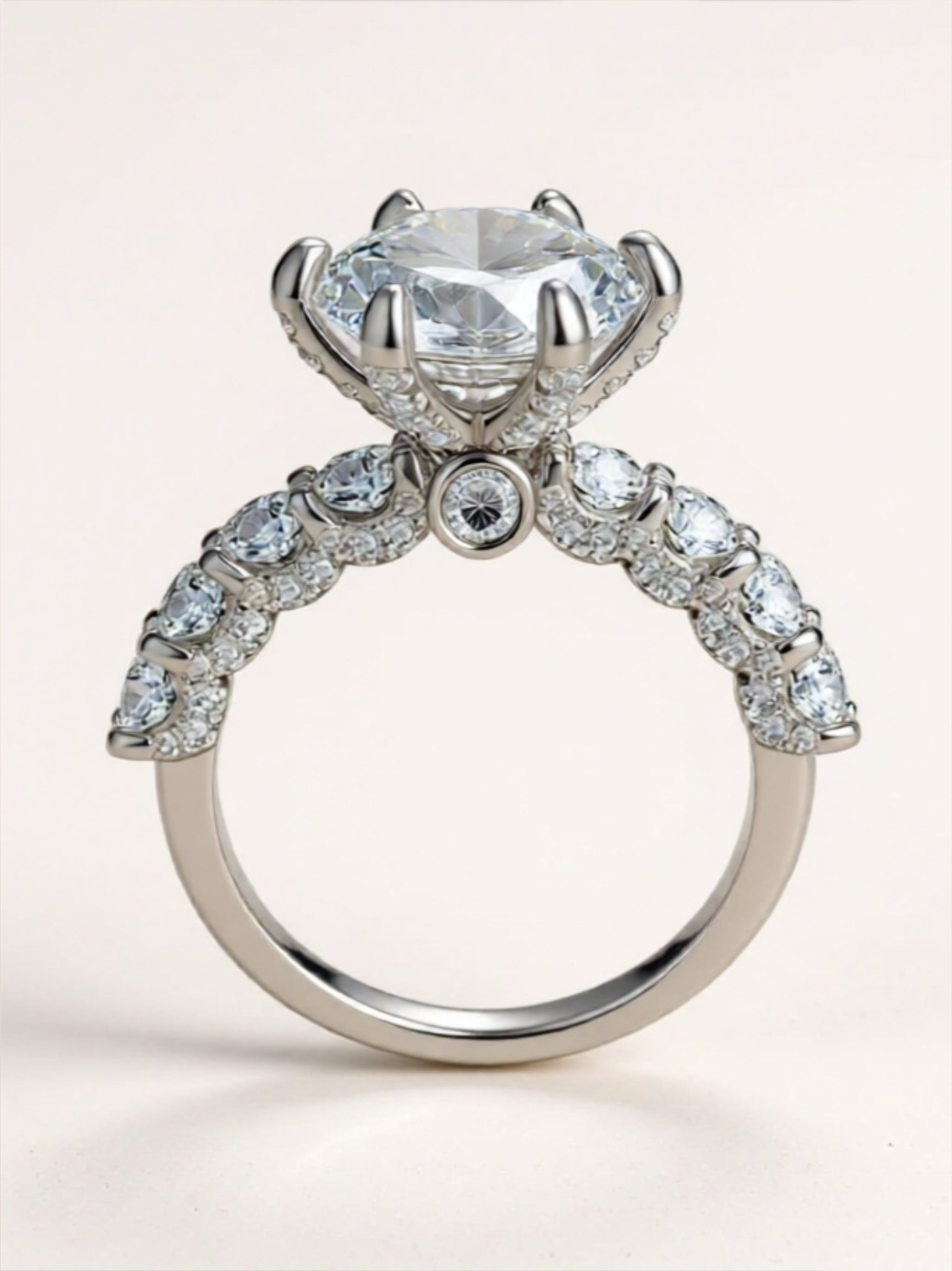 5 Carat Moissanite Side Stone 925 Sterling Silver Ring