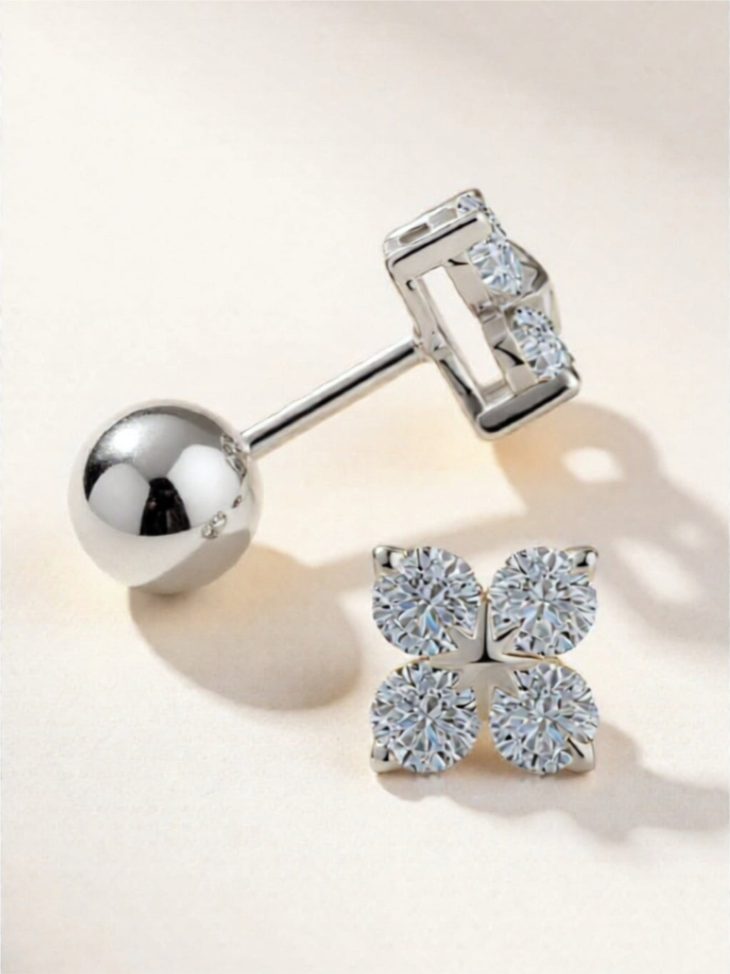 Moissanite 925 Sterling Silver Four-Leaf Clover Earrings