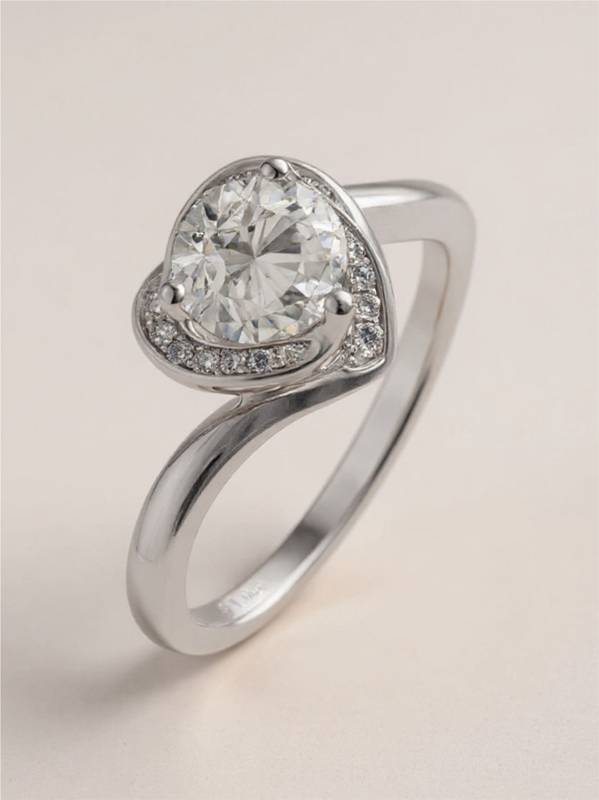 1 Carat Moissanite 925 Sterling Silver Heart Ring