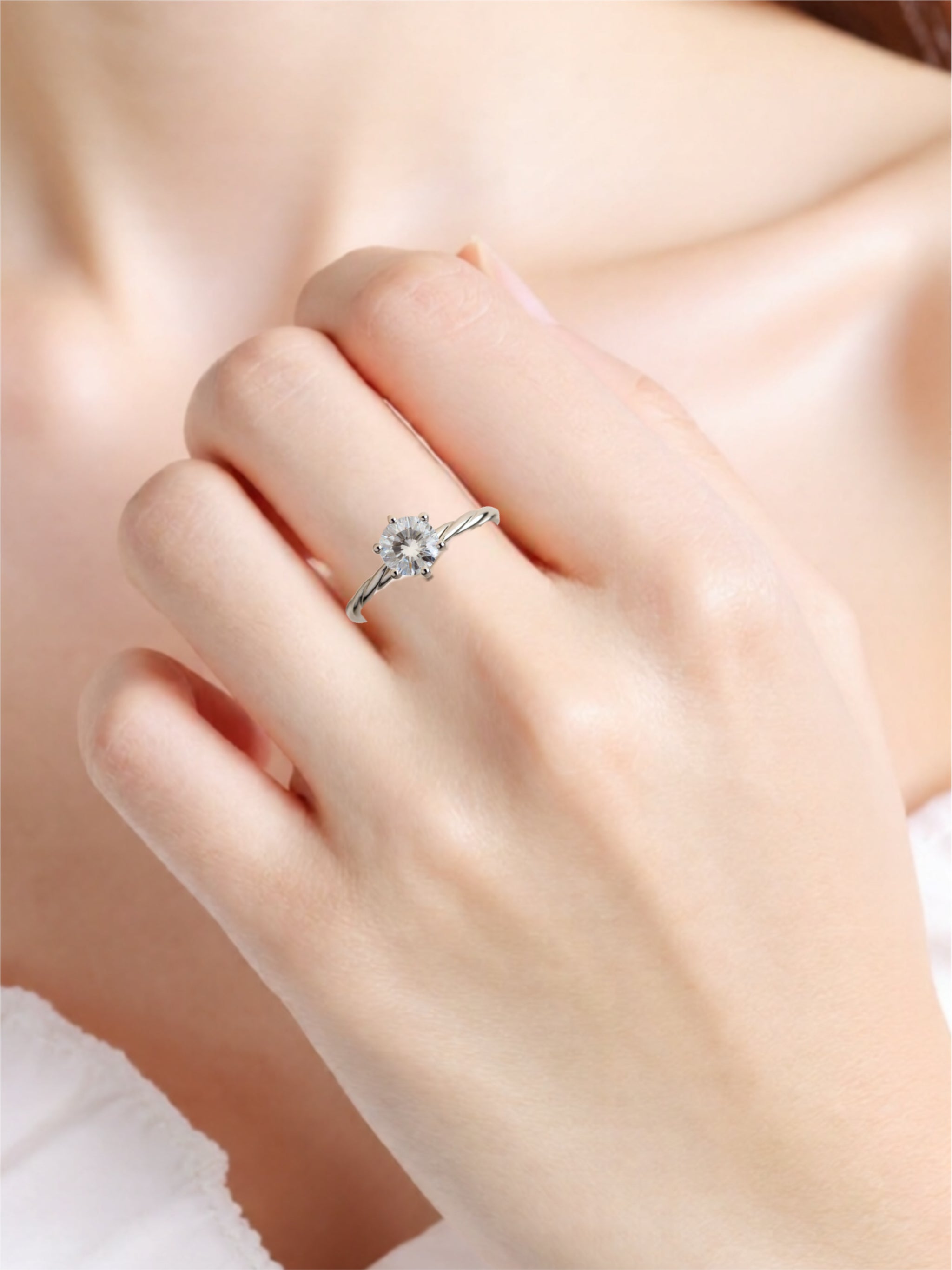 1 Carat Moissanite Twisted 925 Sterling Silver Ring