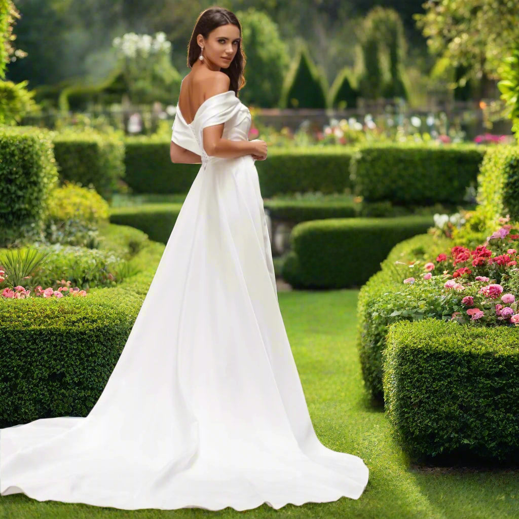 Off The Shoulder Satin Mermaid Wedding Dress