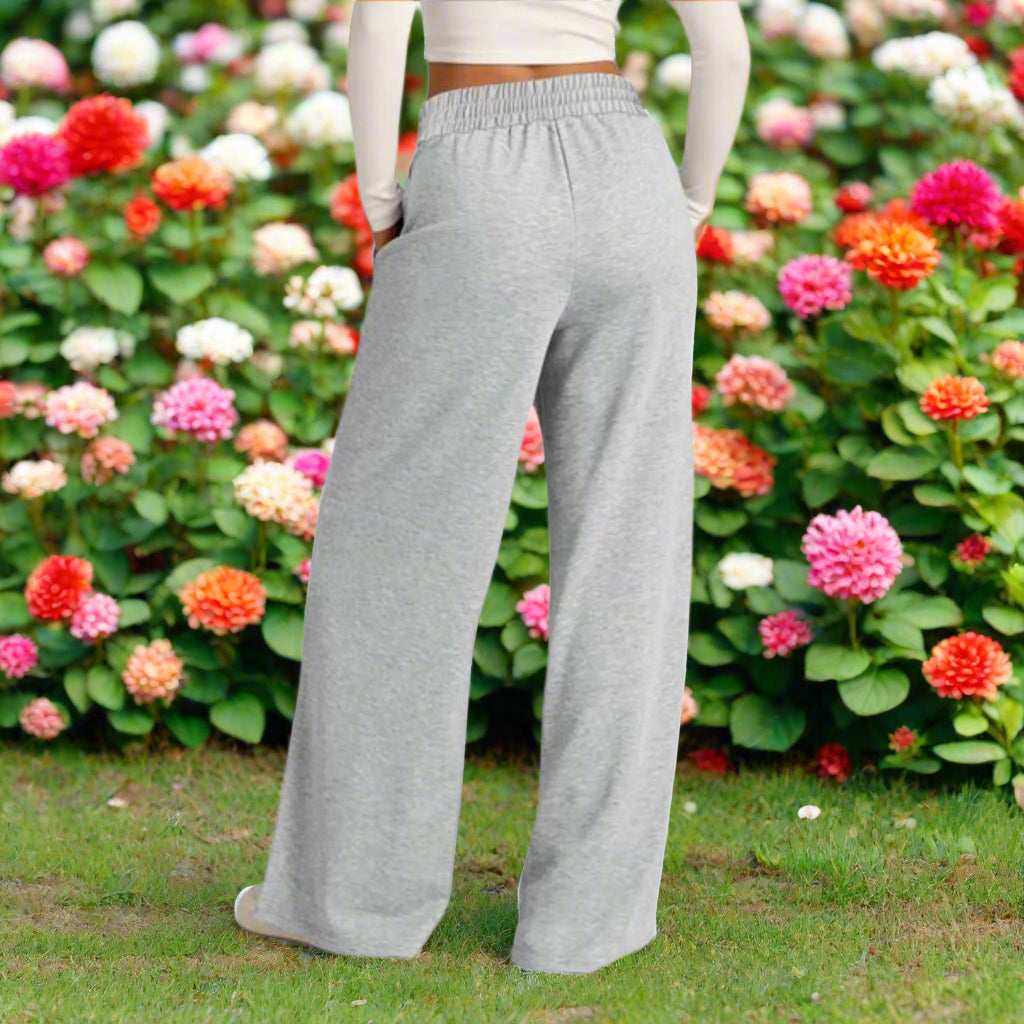 Drawstring Elastic Waist Wide Leg Pants