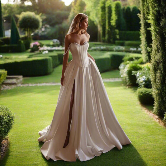 A Line Sweetheart Sequined Bridal Gown