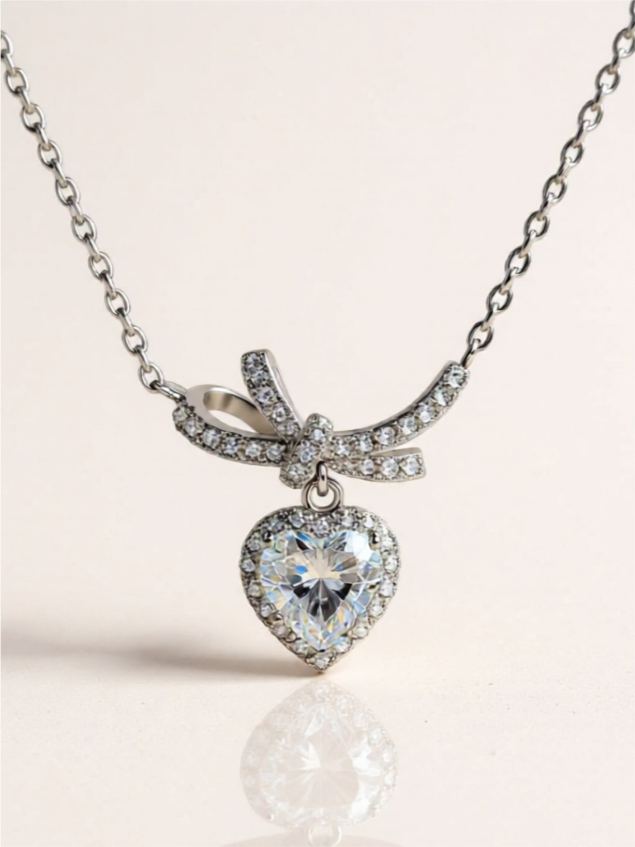 1 Carat Moissanite Heart 925 Sterling Silver Pendant Necklace