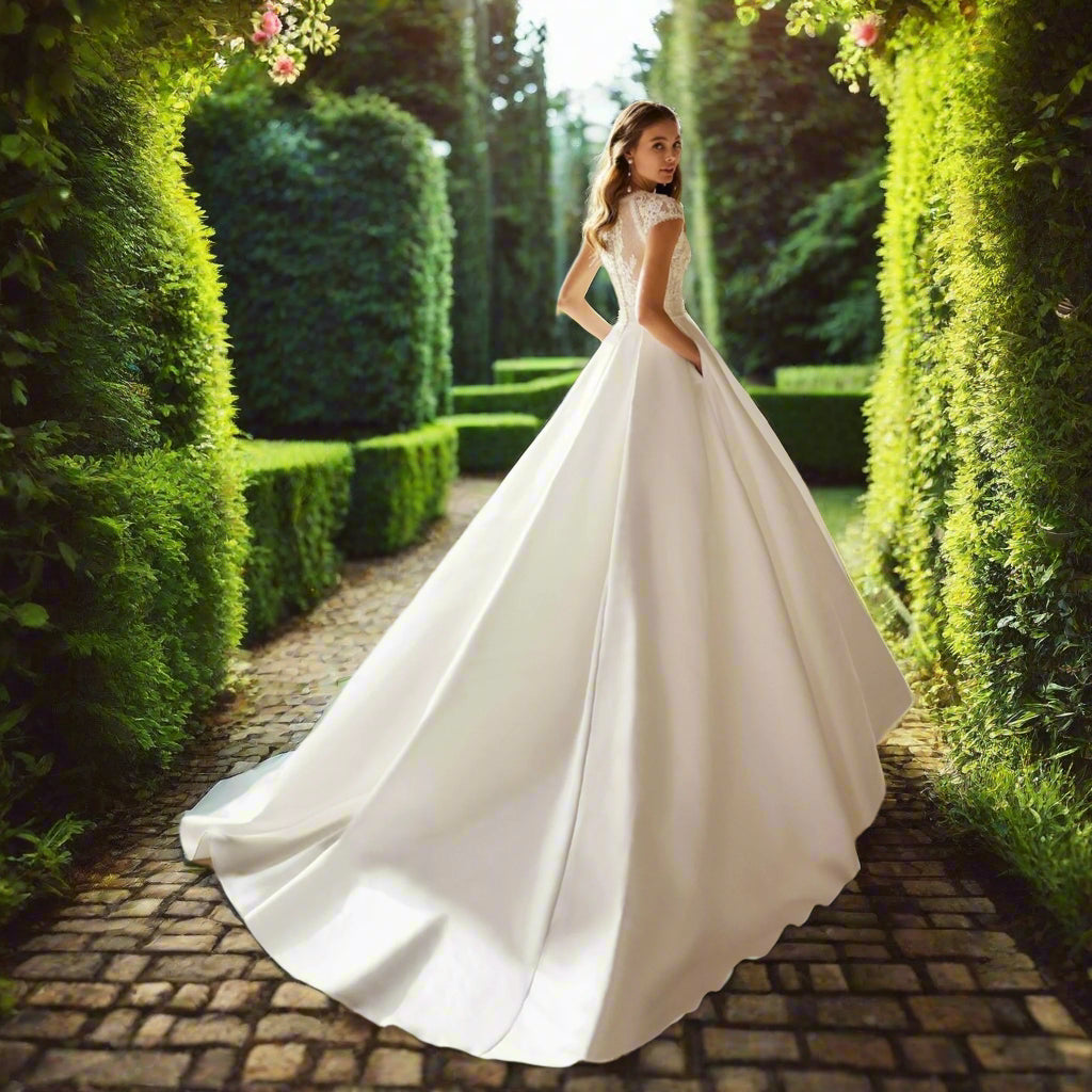 A Line V Neck Bridal Gown