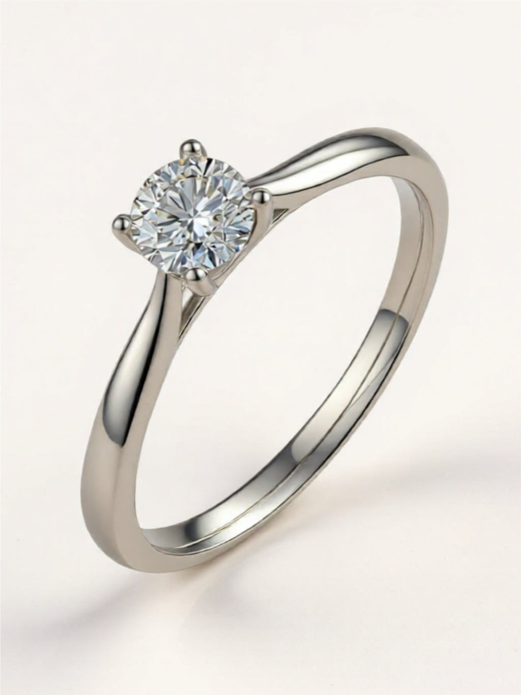 Minimalist Moissanite Solitaire Ring – Platinum-Plated 925 Sterling Silver