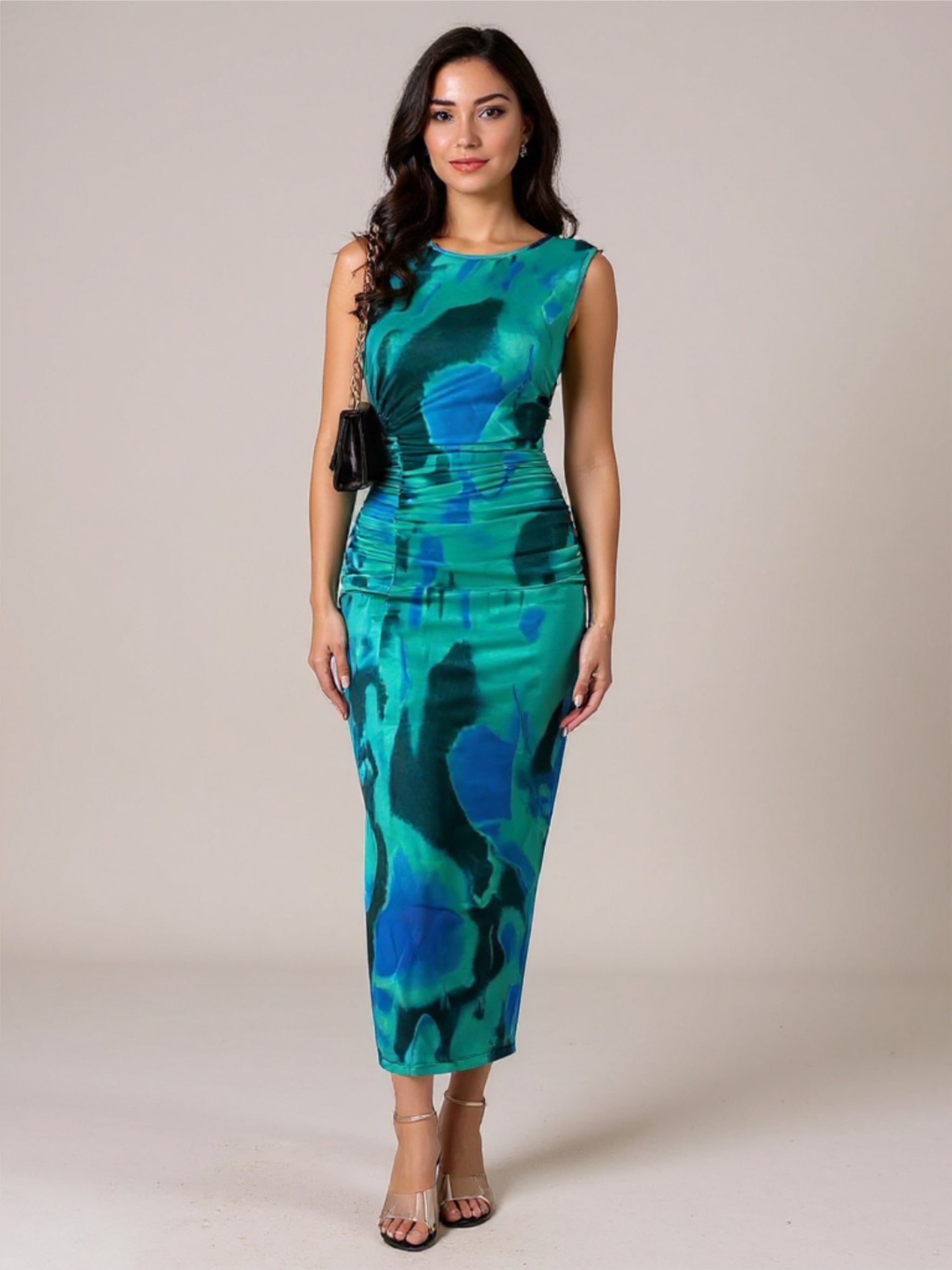 Slit Round Neck Midi Tank Dress