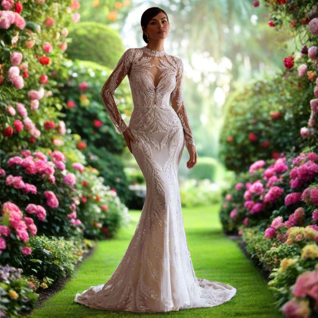 Detachable Mermaid 2 In 1 Wedding Dress with Embroidered Lace