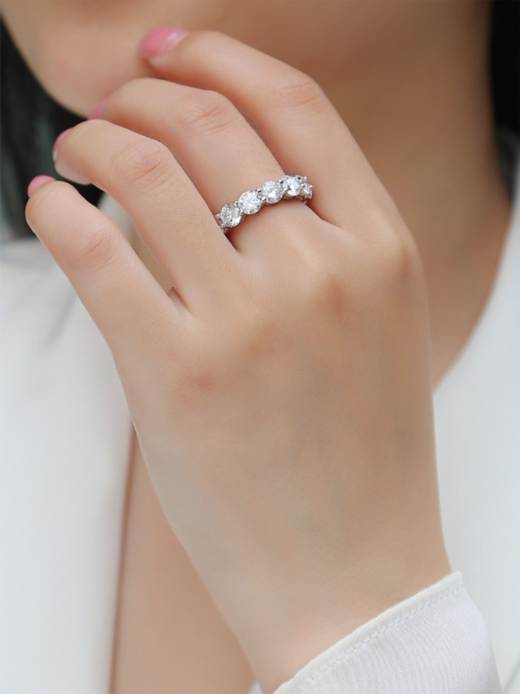 Large Round‑Cut Moissanite Eternity Band