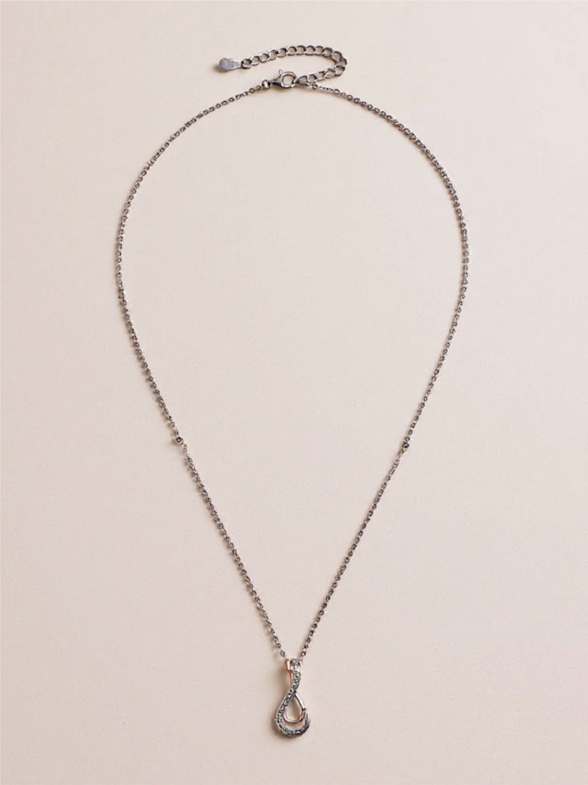 925 Sterling Silver Inlaid Moissanite Infinity Pendant Necklace